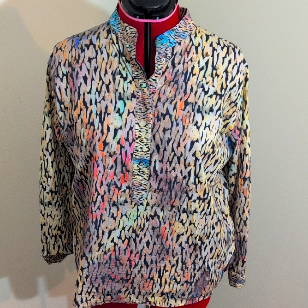 Max Volmary| Multicolor Paint Stroke Patterned Blouse